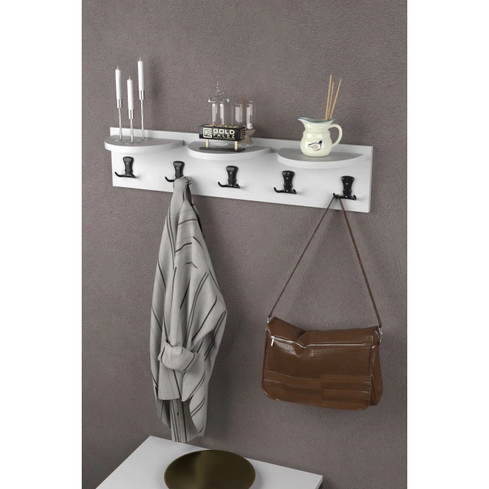 Askılık Duvar Elbise Askılığı Portmanto 80 Cm Beyaz