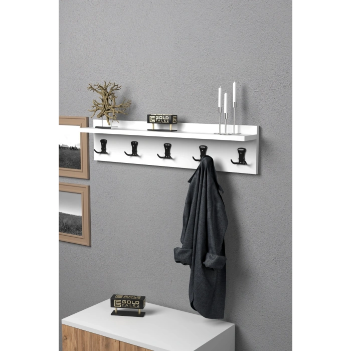 Askılık Duvar Elbise Askılığı Portmanto 80 Cm Beyaz Düz