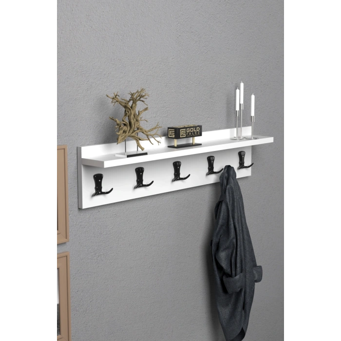 Askılık Duvar Elbise Askılığı Portmanto 80 Cm Beyaz Düz