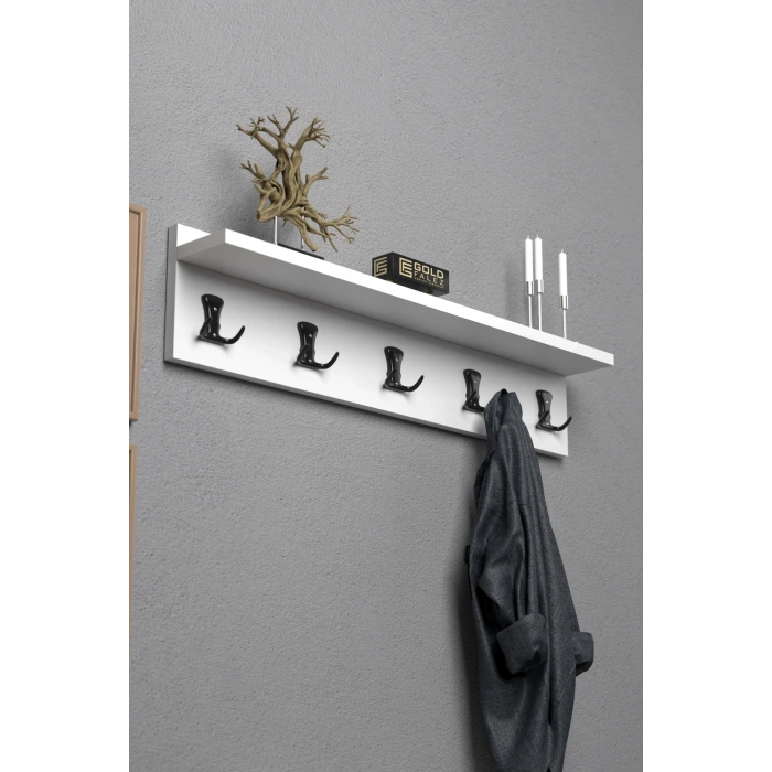 Askılık Duvar Elbise Askılığı Portmanto 80 Cm Beyaz Düz