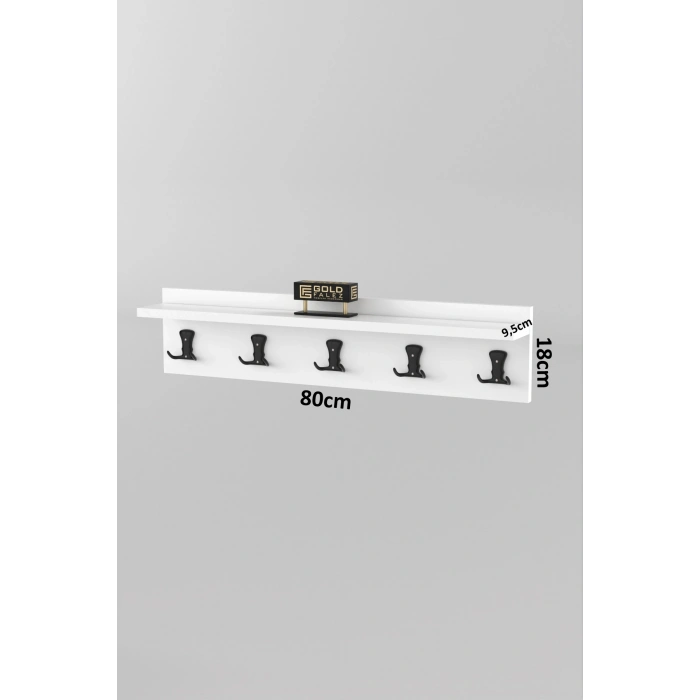 Askılık Duvar Elbise Askılığı Portmanto 80 Cm Beyaz Düz