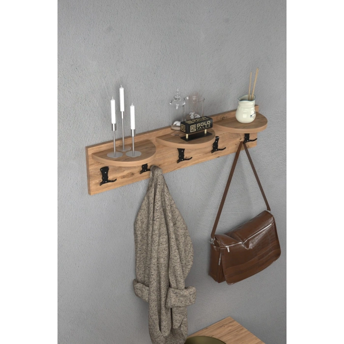 Askılık Duvar Elbise Askılığı Portmanto 80 Cm Ceviz