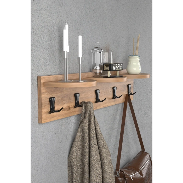 Askılık Duvar Elbise Askılığı Portmanto 80 Cm Ceviz