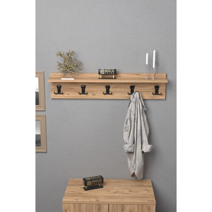 Askılık Duvar Elbise Askılığı Portmanto 80 Cm Ceviz Düz