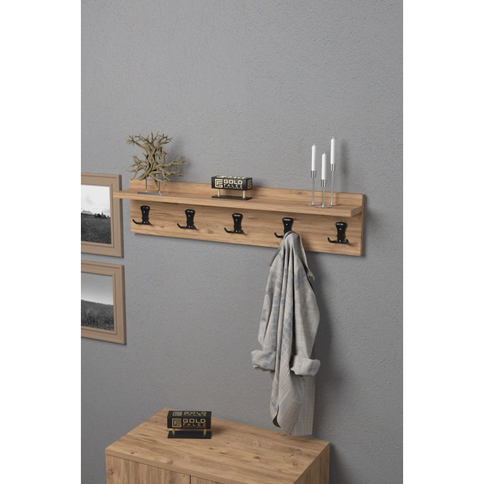 Askılık Duvar Elbise Askılığı Portmanto 80 Cm Ceviz Düz