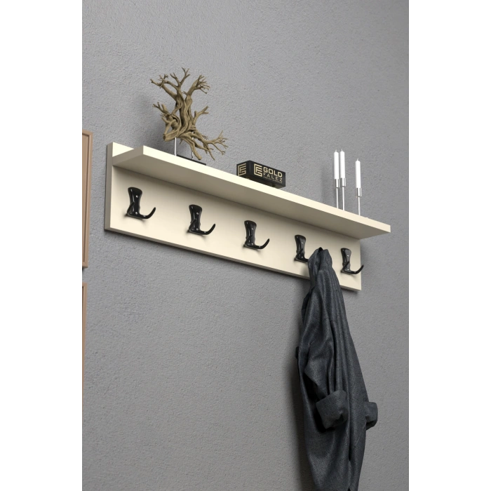 Askılık Duvar Elbise Askılığı Portmanto 80 Cm Krem Düz