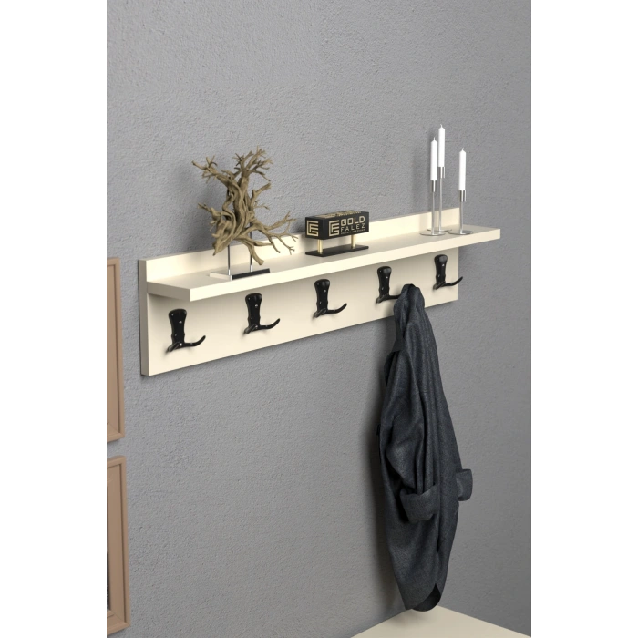 Askılık Duvar Elbise Askılığı Portmanto 80 Cm Krem Düz