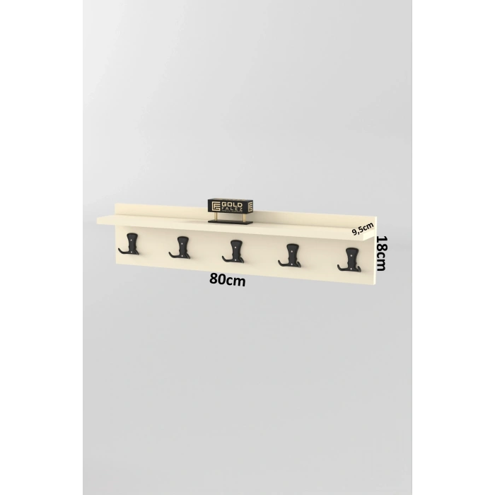 Askılık Duvar Elbise Askılığı Portmanto 80 Cm Krem Düz