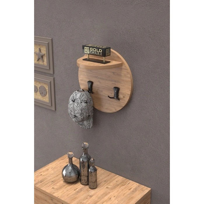 Askılık Duvar Elbise Askılığı Portmanto Üstü Ceviz