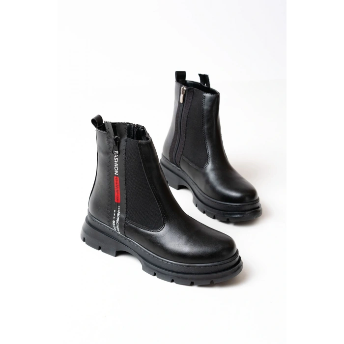 ASM-086 Siyah Fashion Aksesuarlı Fermuarlı Günlük Kadın Bot