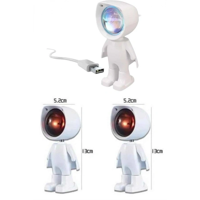 Astronot Işık Projektörü Gökkuşağı Projeksiyon Gece Lambası Hediyelik