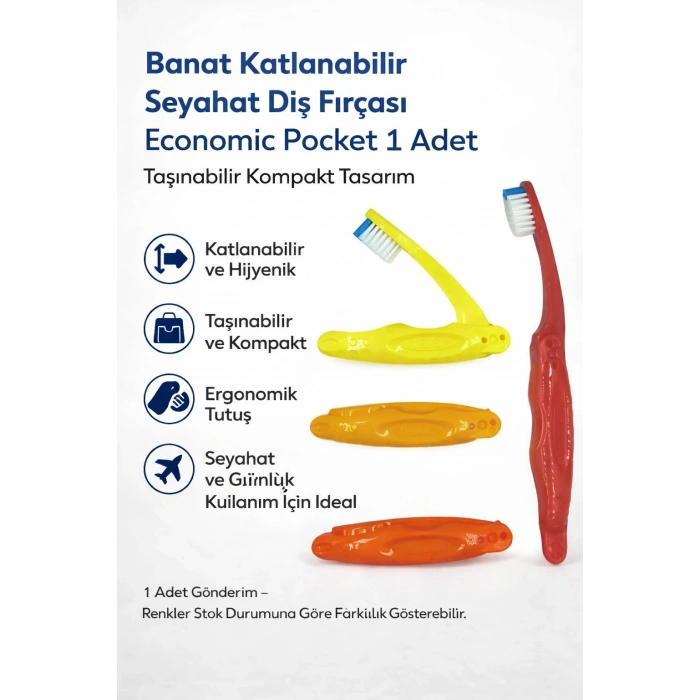 Banat Katlanabilir Seyahat Diş Fırçası Economic Pocket 1 Adet Taşınabilir Kompakt Tasarım