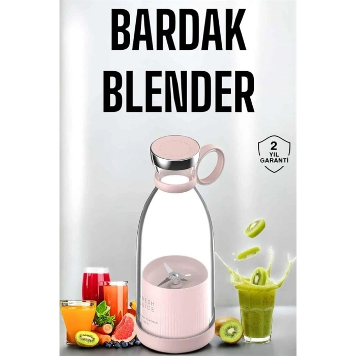 Bardak Blender Smoothie Meyve Sıkacağı Şarjlı Cam Taşınabilir