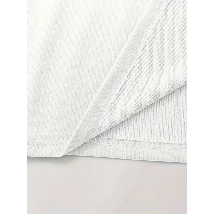 Baskılı Oversize Bisiklet Yaka T-shirt - Beyaz