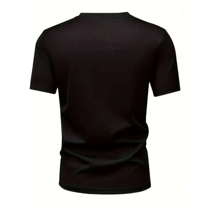 Baskılı Oversize Bisiklet Yaka T-shirt - Siyah