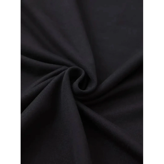 Baskılı Oversize Bisiklet Yaka T-shirt - Siyah