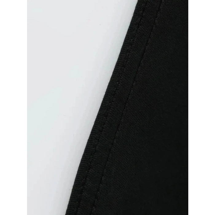 Baskılı Oversize Bisiklet Yaka T-shirt - Siyah