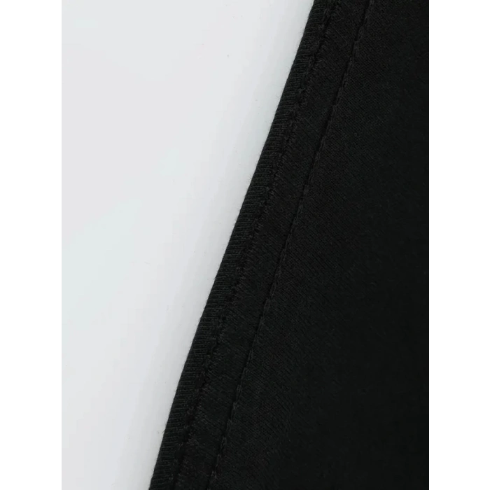 Baskılı Oversize Bisiklet Yaka T-shirt - Siyah
