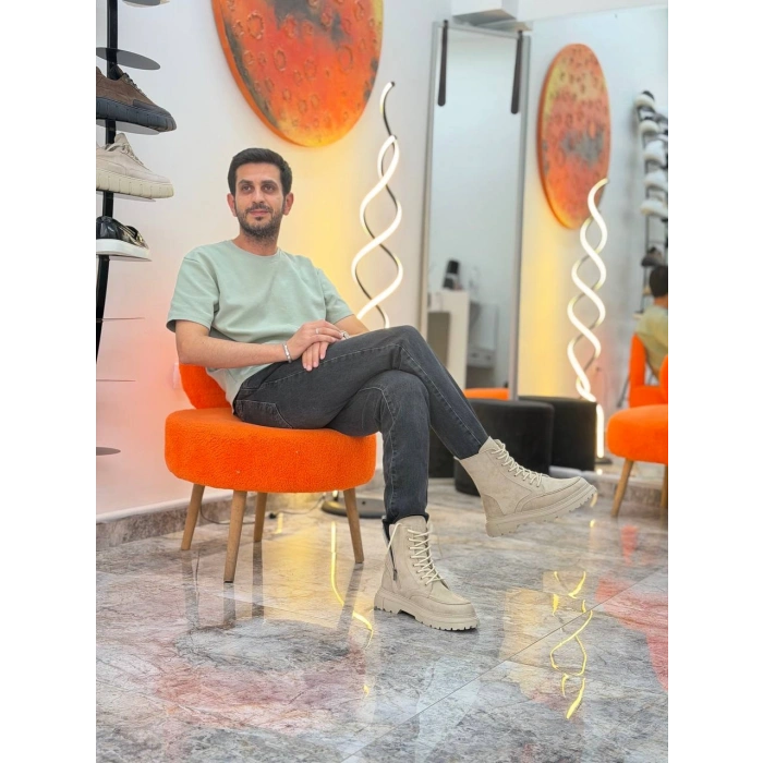 BayTuluk BT-C8 Bej Süet Bej Yüksek Taban Postal Günlük Erkek Bot