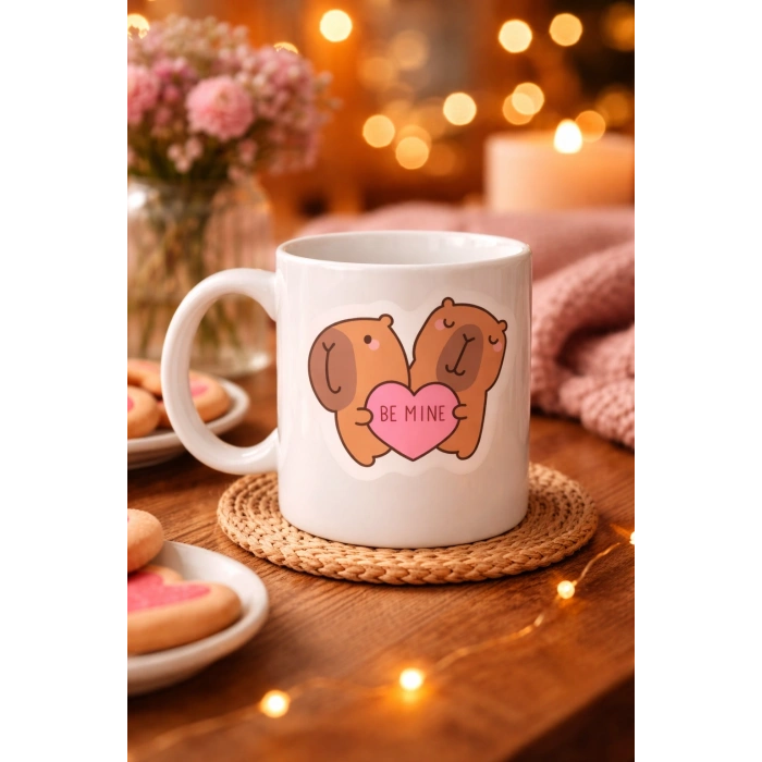 Be Mine Sevimli Ayıcık Tasarımlı Porselen Kupa Model 43 – Aşk Temalı Sevgili Kupası – Özel Gün Hediyesi