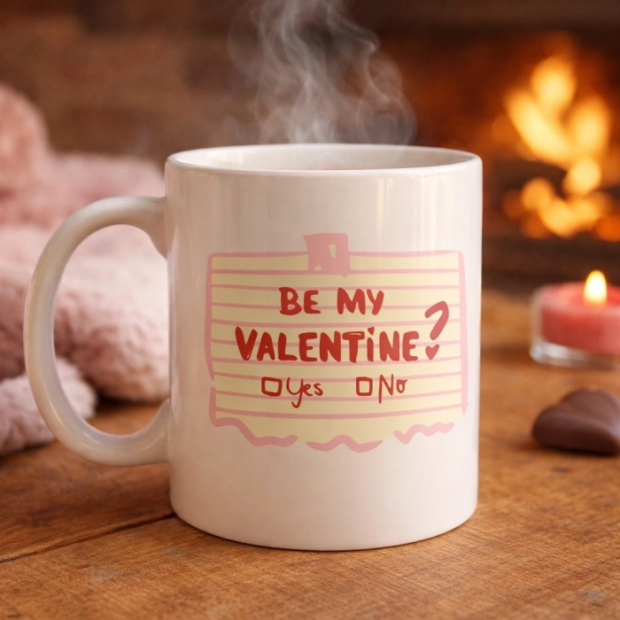 Be My Valentine Porselen Kupa – Model 8 Sevgiliye Özel Romantik Tasarım