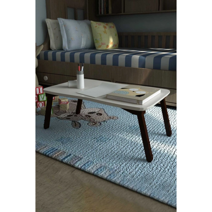 Beyaz Laptop Sehpa Çalışma Kahvaltı Masası