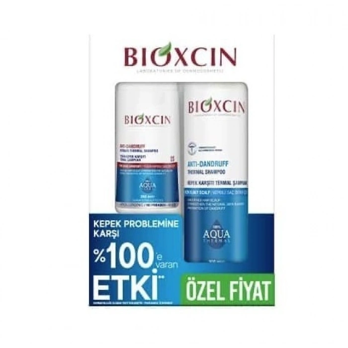 Bioxcin Aqua Kepek Karşıtı Termal Şampuan 300 ml + Yoğun Kepek Karşıtı Termal Şampuan 200 ml
