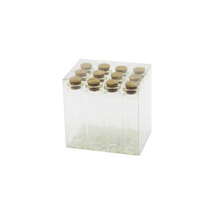 Boş Tüp Cam Şişe - 20 ml - Mantar Kapak