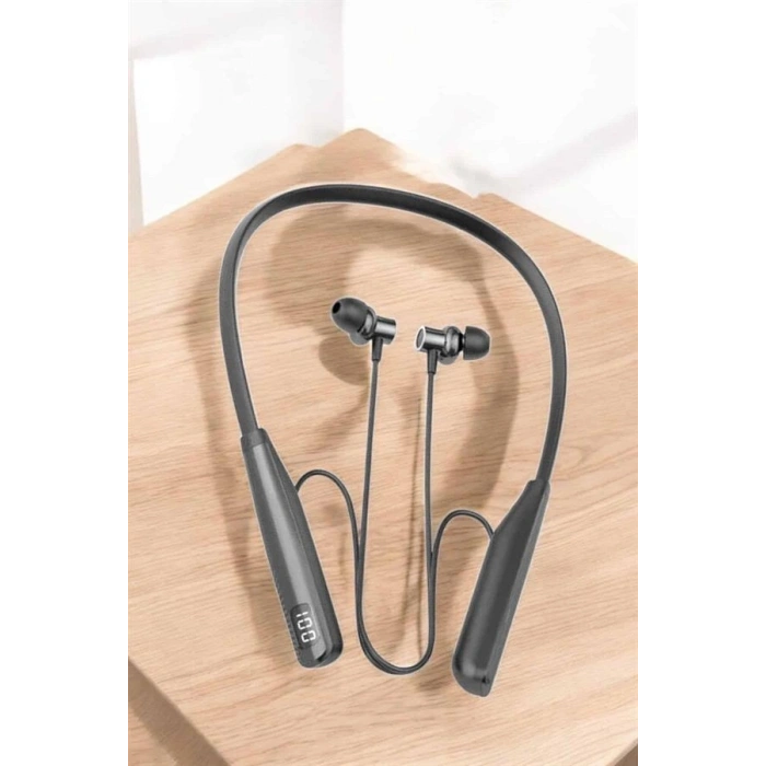 Boyun Askılı Bluetooth Kulaklık Uzun Şarj Süreli Dijital Göstergeli Kablolu