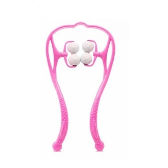 Boyun Bacak Ayak Bel Masaj Aleti Çok Fonksiyonlu Manuel 4 Tekerlekli - Pembe