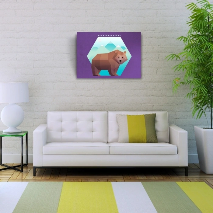 Boz Ayı Figürü Soyut Çalışma Kanvas Tablo 50 x 70