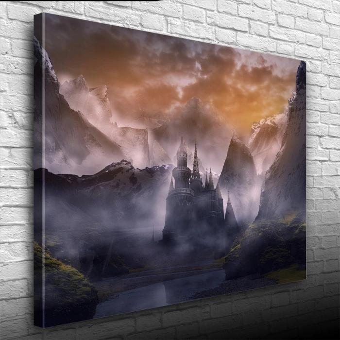 Bulutlar içinde Mistik Şato Kanvas Tablo 50 x 70