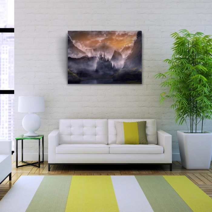 Bulutlar içinde Mistik Şato Kanvas Tablo 50 x 70