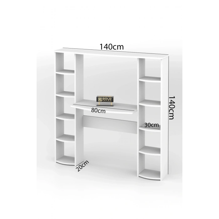 Çalışma Masası 10 Raflı Kitaplık Raf Atlantik Çam