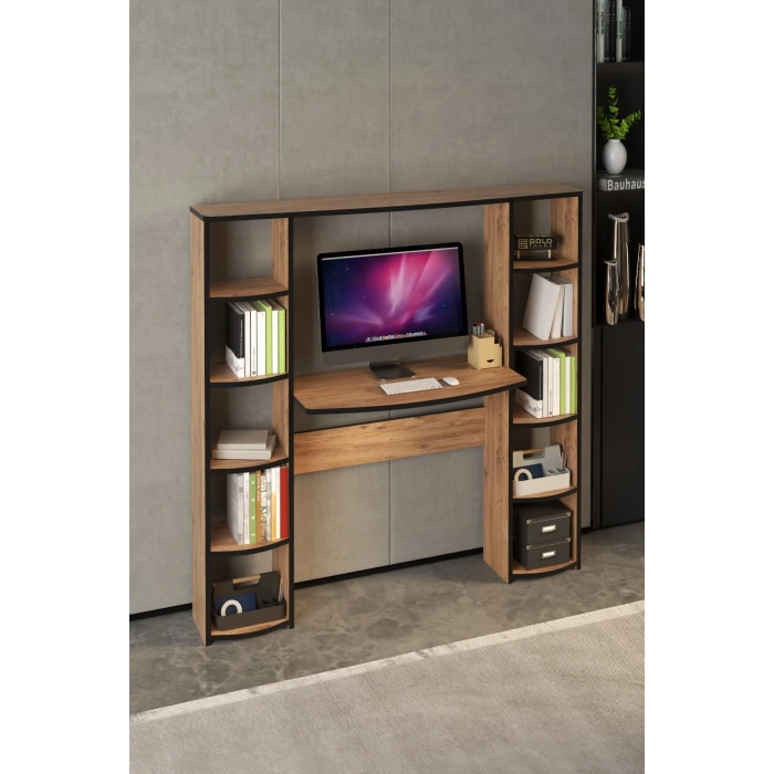 Çalışma Masası 10 Raflı Kitaplık Raf Atlantik Çam