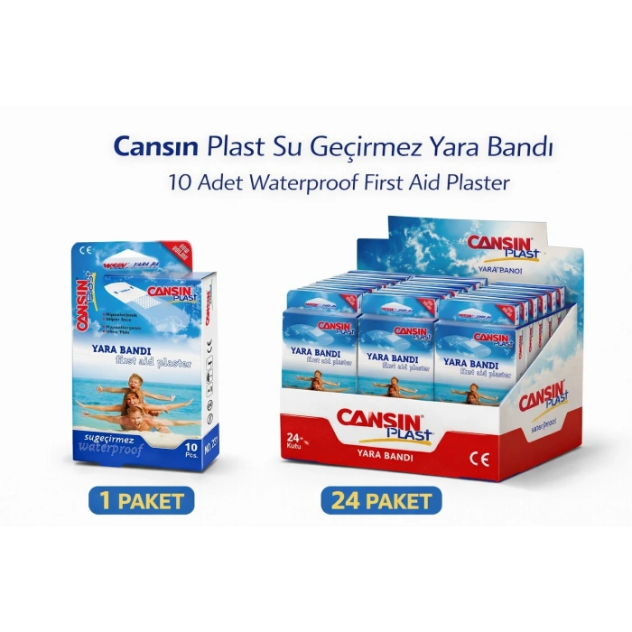 Cansın Plast Su Geçirmez Yara Bandı 10lu 1 Paket Waterproof First Aid Plaster