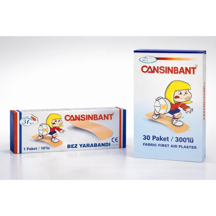 Cansinbant Bez Yarabandı 10 lu 1 Paket 1,9 x 7,2 cm Fabric First Aid Plaster