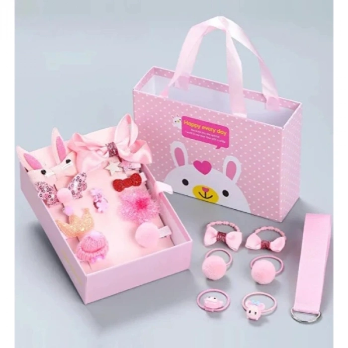 Çanta Kutulu Şirin Kız Çocuk Toka Seti - 18 Parça