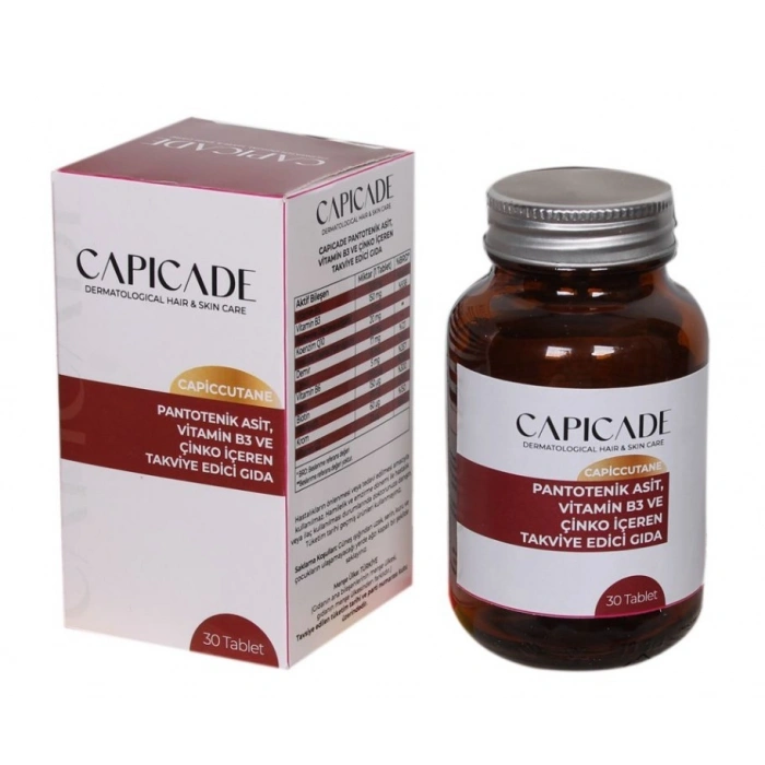 Capicade Capiccutane Pantotenik Asit Vitamin B3 Çinko İçeren Takviye Edici Gıda 30 Tablet