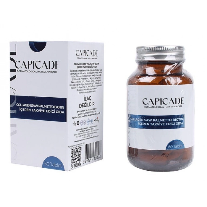 Capicade Collagen Saw Palmetto Biotin İçeren Takviye Edici Gıda 60 Tablet