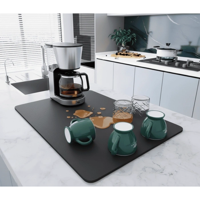 Çay Makinesi Altlığı Su Emici Kaymaz Taban Tezgah Koruyucu Kurulama Matı