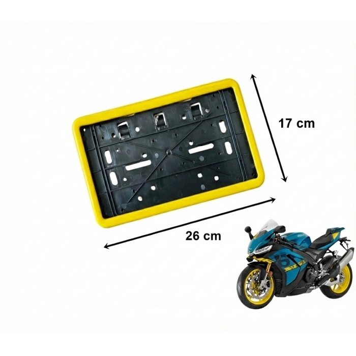 Çerçeveli Dikdörtgen Plakalık Plaka Altlığı Sarı 26X17cm 1 Adet