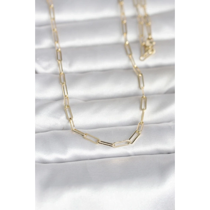 CM 14K Gold Renk Ataç Zincirli Model 60 cm Kadın Kolye