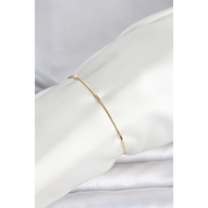CM 14K Gold Renk Barlı Yılan Zincir Model Kadın Bileklik