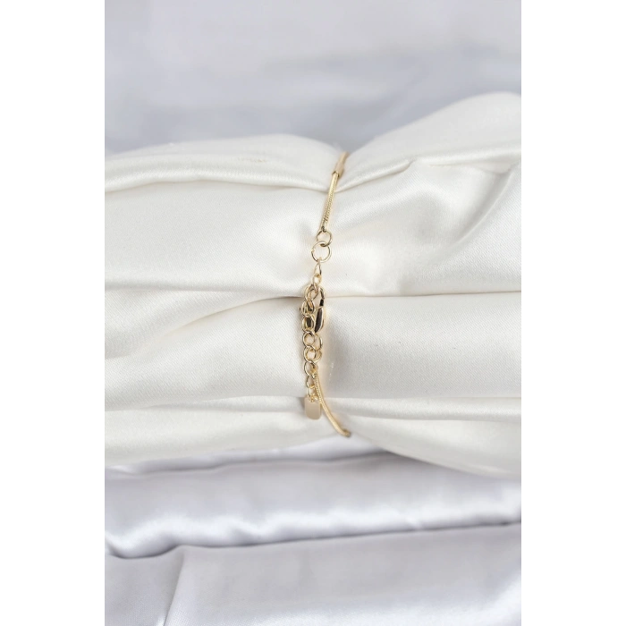 CM 14K Gold Renk Barlı Yılan Zincir Model Kadın Bileklik