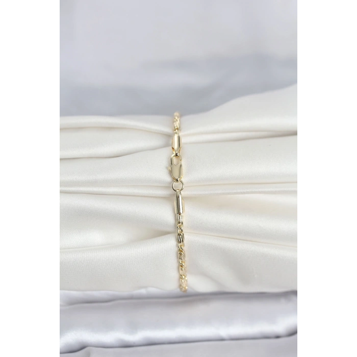 CM 14K Gold Renk Burgu Zincirli Model Kadın Bileklik