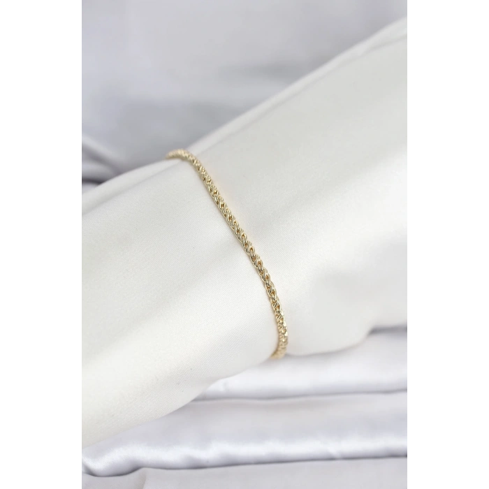 CM 14K Gold Renk Burgulu Zincir Model Kadın Bileklik