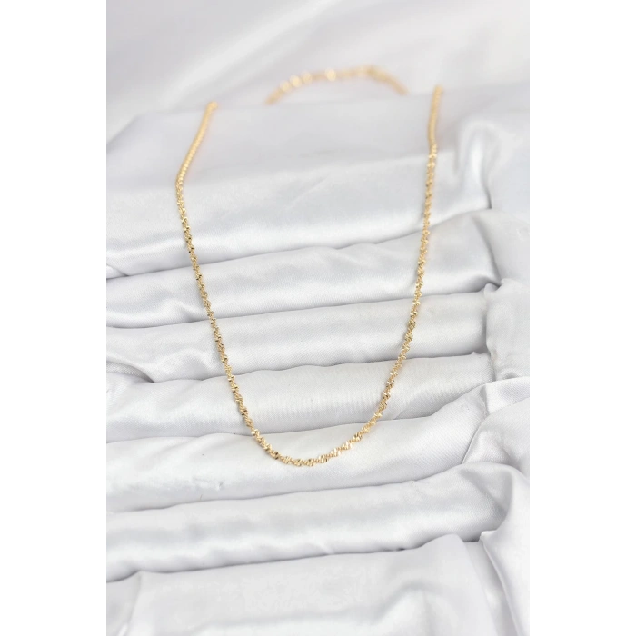 CM 14K Gold Renk Ezme Burgu Zincir Model 60 cm Kadın Kolye