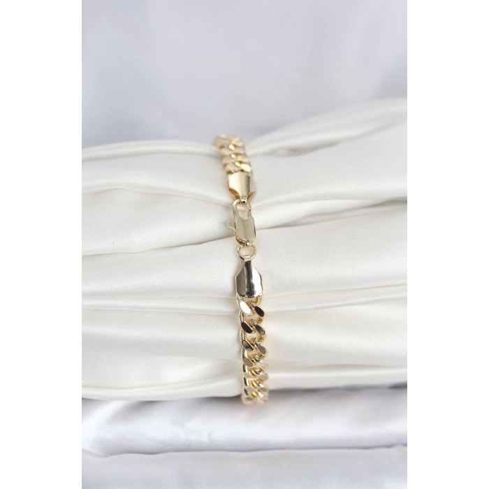 CM 14K Gold Renk Ezme Kalın Zincir Model Kadın Bileklik