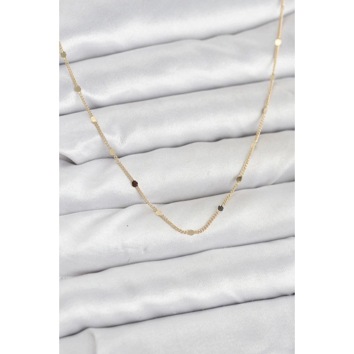 CM 14K Gold Renk Ezme Pul Model 60 cm Kadın Kolye